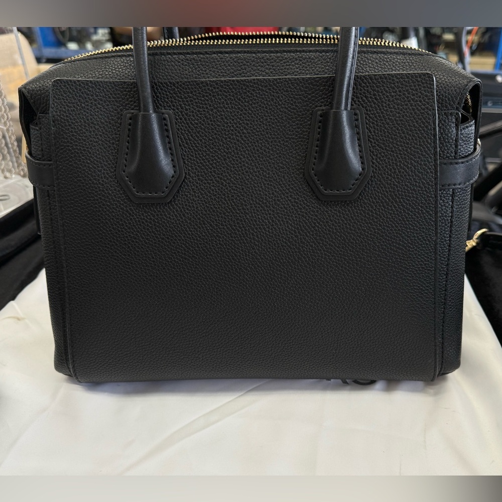 Michael Kors Mercer Medium Pebbled Leather Satchel in black - Picture 6 of 10